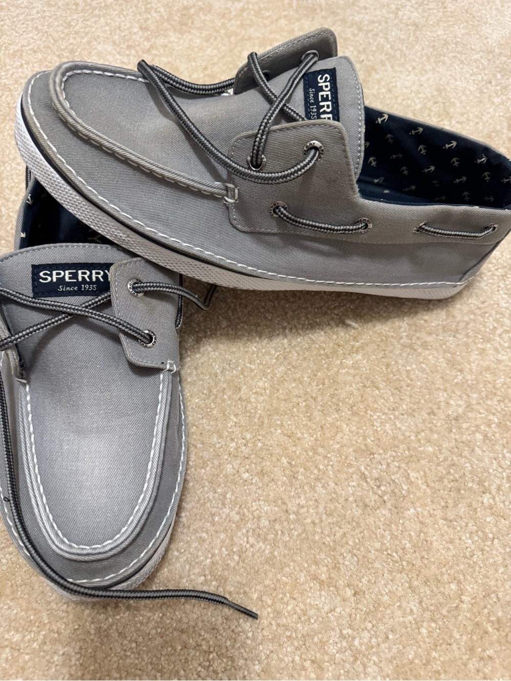 Sperry Men’s Gray Canvas Boat Shoes size 11.